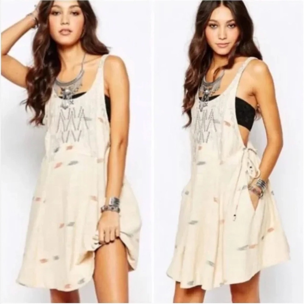 Free People Womens Sz Sm Tea Combo 100% Cotton Jumper Dress OB396810 2016 $168 - Picture 2 of 13